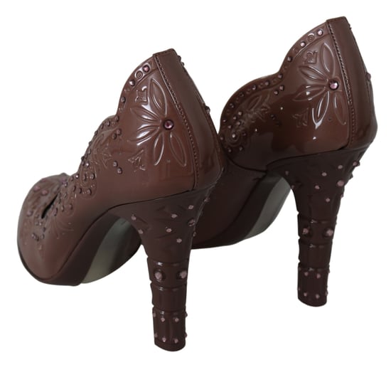Dolce & Gabbana Braune Floral Kristallabsätze CINDERELLA Schuhe - Image 6