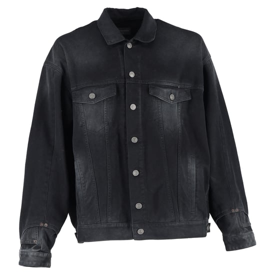 Balenciaga Gewaschene Dekonstruierte Jeansjacke aus schwarzer Baumwolle - Image 1