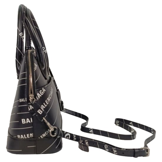Balenciaga Kleine Logo Ville Bedruckte Tasche aus schwarzem Leder - Image 3