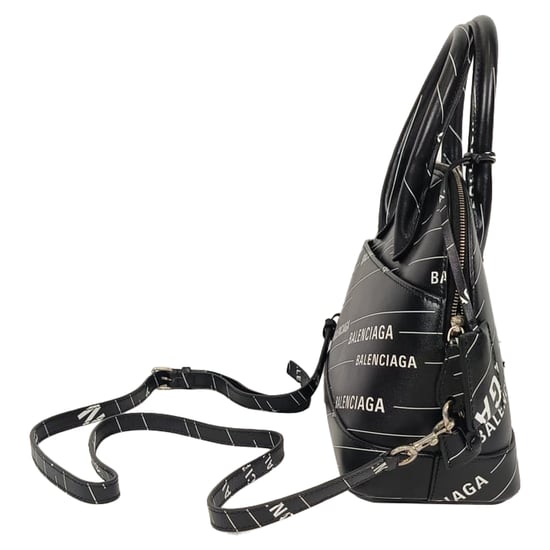 Balenciaga Kleine Logo Ville Bedruckte Tasche aus schwarzem Leder - Image 4