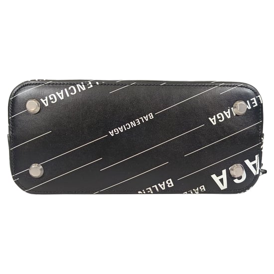 Balenciaga Kleine Logo Ville Bedruckte Tasche aus schwarzem Leder - Image 5