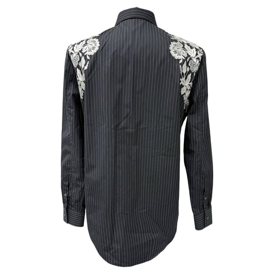 Alexander McQueen Besticktes Nadelstreifenhemd aus schwarzer Baumwolle - Image 3