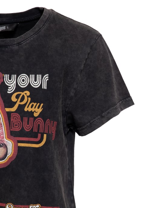 Queen Kerosin Damen Acidwashed Boyfriend T-Shirt Not your Playbunny - Image 3