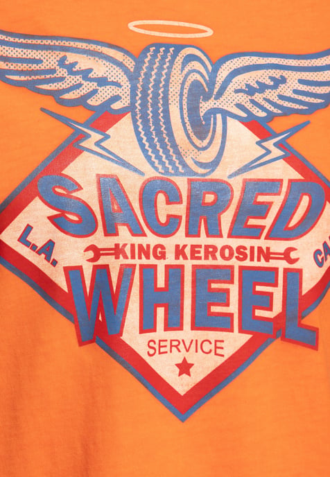 King Kerosin Herren Oil Washed T-Shirt Sacred Wheel - Image 5