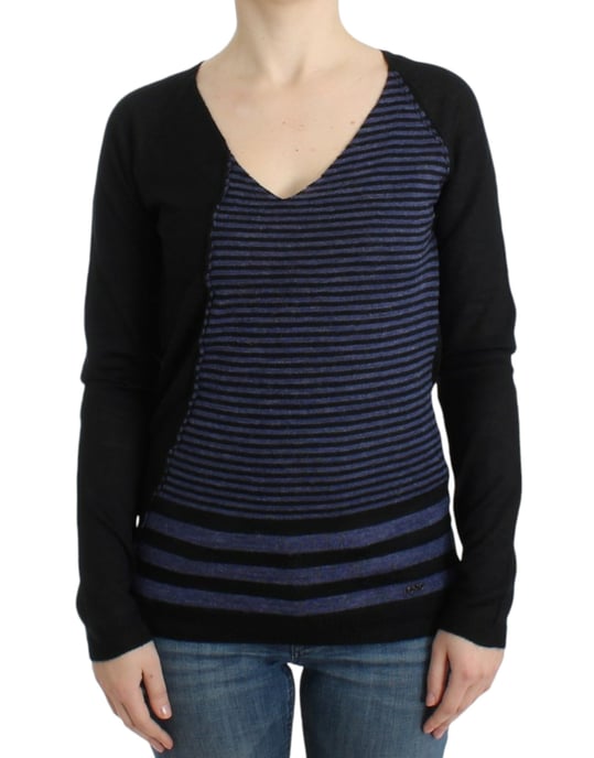 V-Ausschnitt Gestreifter Strickpullover - Image 1