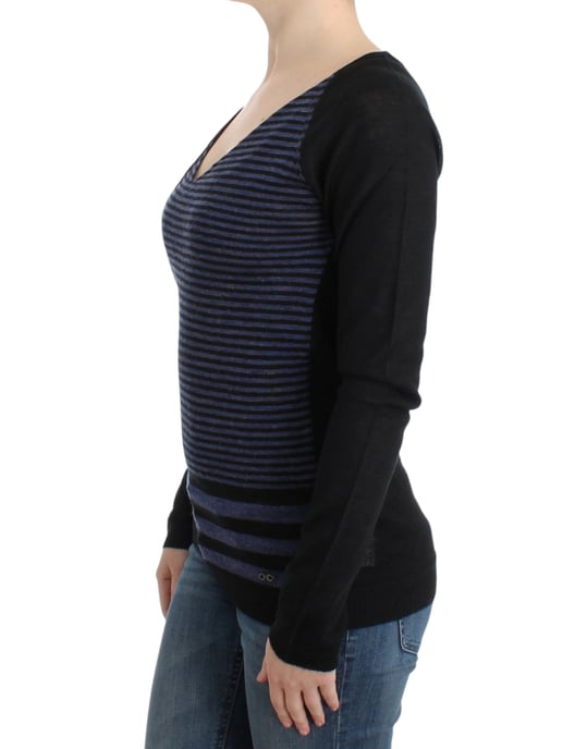 V-Ausschnitt Gestreifter Strickpullover - Image 2
