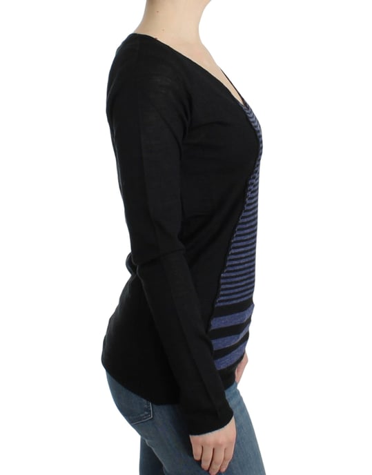V-Ausschnitt Gestreifter Strickpullover - Image 4