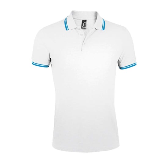 SOLS - "Pasadena" Poloshirt für Herren (Weiß/Aquablau) - Image 1