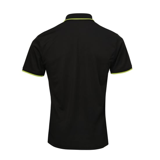 Premier Herren Contrast Coolchecker Poloshirt (Schwarz/Limone) - Image 2