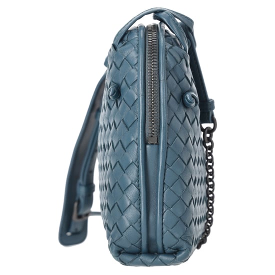 Bottega Veneta Intrecciato Nodini Umhängetasche aus blauen Leder - Image 2