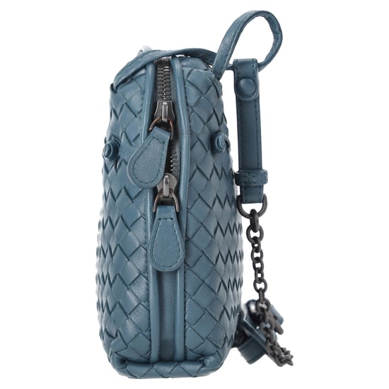 Bottega Veneta Intrecciato Nodini Umhängetasche aus blauen Leder - Image 4
