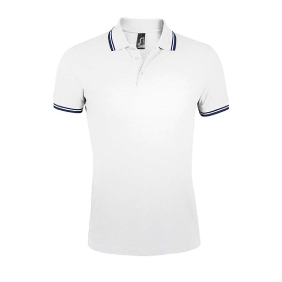 SOLS - "Pasadena" Poloshirt für Herren (Weiß/Marine) - Image 1