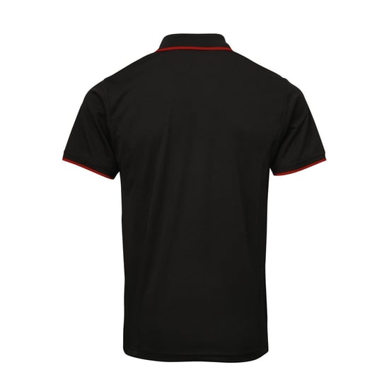 Premier Herren Contrast Coolchecker Poloshirt (Schwarz/Rot) - Image 2