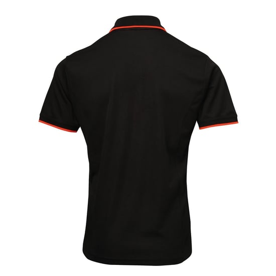 Premier Herren Contrast Coolchecker Poloshirt (Schwarz/Orange) - Image 2