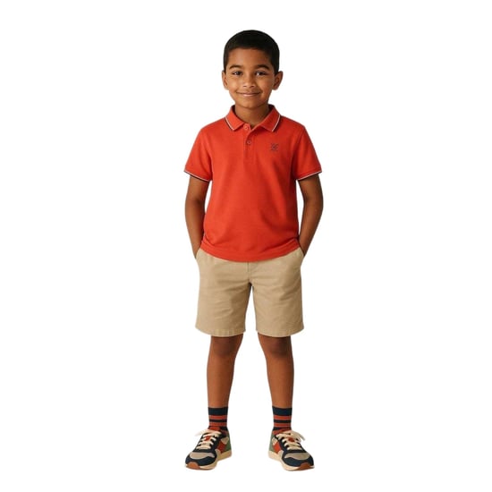 Minoti - Poloshirt für Baby-Jungs, Mit kontrastfarbenen Streifen (Rot) - Image 4