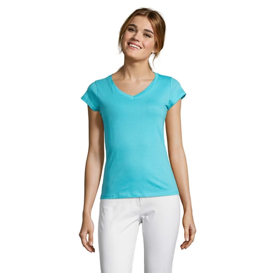 SOLS - "Moon" T-Shirt V-Ausschnitt für Damen (Atollblau) - Image 1