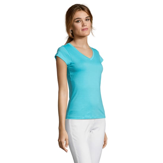 SOLS - "Moon" T-Shirt V-Ausschnitt für Damen (Atollblau) - Image 3