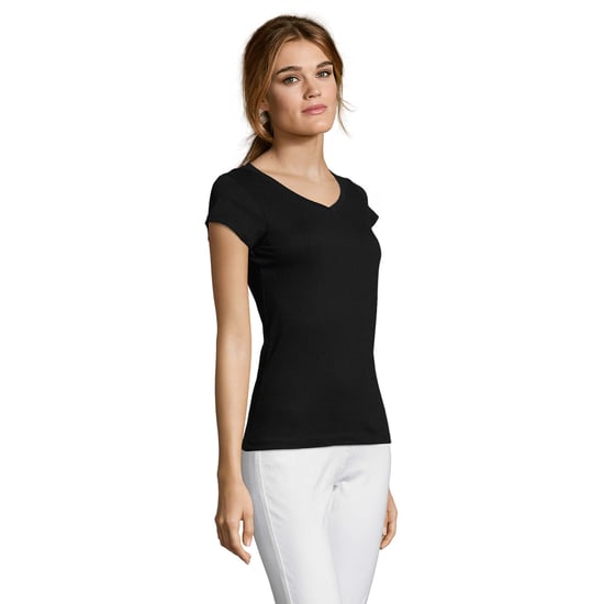 SOLS - "Moon" T-Shirt V-Ausschnitt für Damen (Schwarz) - Image 3