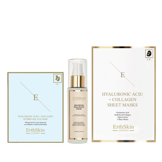 Hautreparatur Schnecken Mucin Serum 60ml + Hyaluronsäure + Kollagen Hydrogel Augenpads 5 X 2 + Hyaluronsäure & Kollagen Maske (3 Blatt) - Image 1