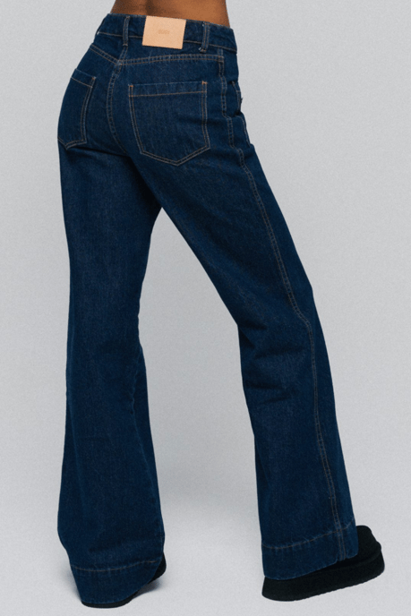 BENU Damen Dunkelblaue Wide Leg Jeans - Image 5