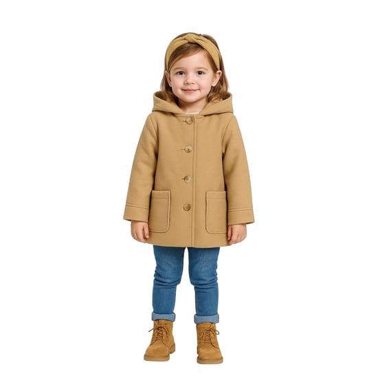 Minoti - Mantel für Mädchen, mit Kapuze, Winter, Kurz (Beige) - Image 5