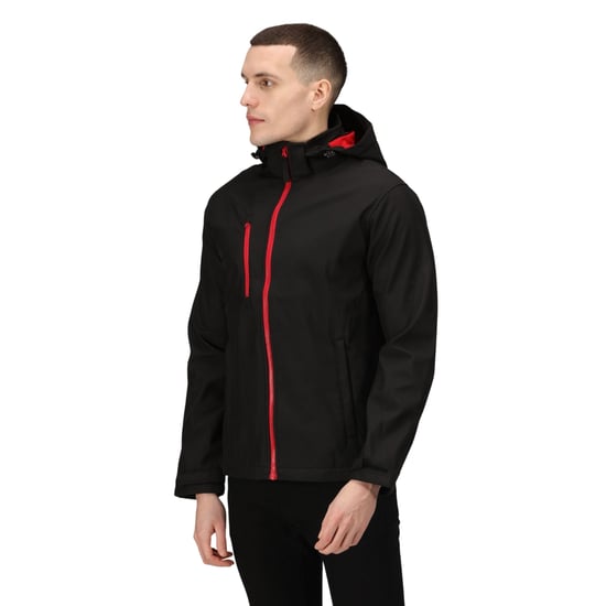 Regatta - "Venturer" Softshelljacke mit Kapuze für Herren (Schwarz/Rot) - Image 3