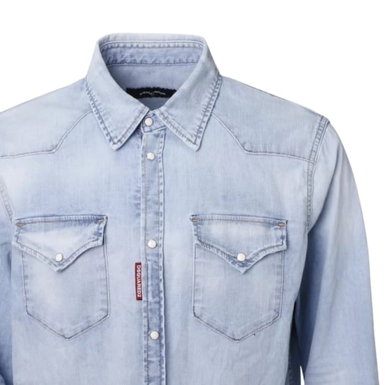 Dsquared2 Klassisches Westernhemd In Verwaschenem Denimblau - Image 3