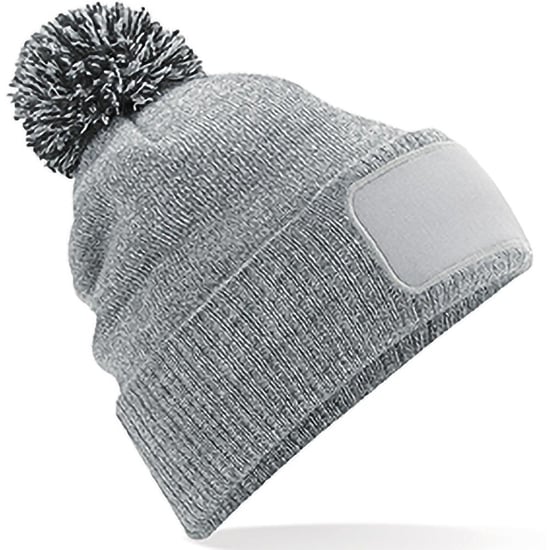 Beechfield Unisex Bommelmütze Snowstar, bedruckbar (Grau meliert/Schwarz) - Image 1