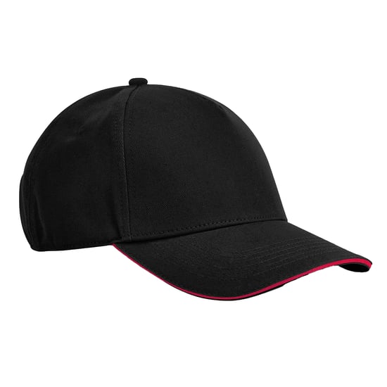 Beechfield - "EarthAware Classic" Baseball-Mütze Sandwichschirm (Schwarz/Rot) - Image 1