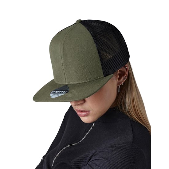 Beechfield - "Original" Trucker Cap Flacher Schirm (Olivgrün/Schwarz) - Image 3