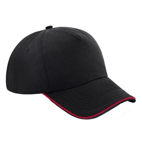 Beechfield Unisex Authentic 5 Panel Baseballkappe Für Erwachsene (Schwarz/Rot) - Image 1