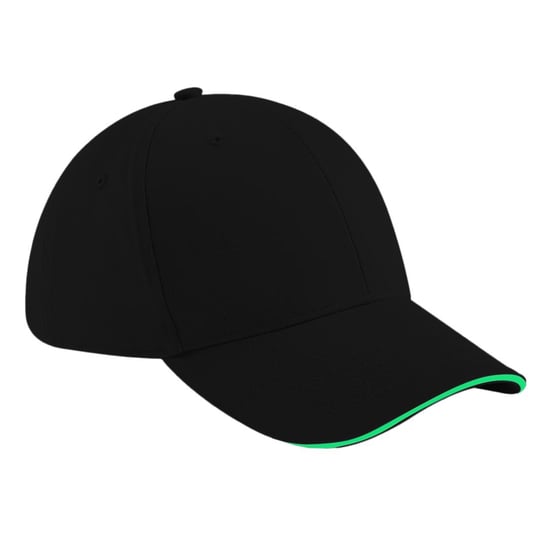 Beechfield Unisex Athleisure Baseball Kappe Baumwolle (Schwarz/Lime Grün) - Image 1