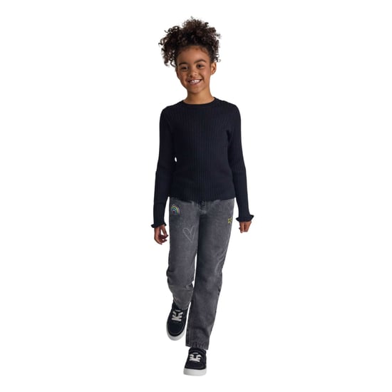 Minoti - Sweatshirt für Mädchen, Rüschen-Manschette, gerippt, Langärmlig (Schwarz) - Image 4