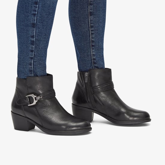Neva Buckle Black Leather Stiefel - Image 2
