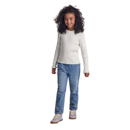 Minoti - Sweatshirt für Mädchen, Rüschen-Manschette, gerippt, Langärmlig (Weiß) - Image 4