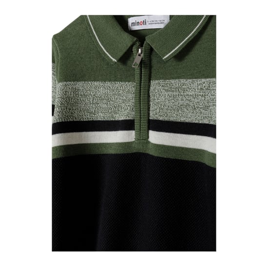 Minoti - Pullover Top für Jungen, mit kurzem Reißverschluss (Khakigrün) - Image 3