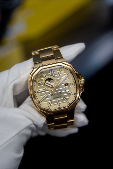 INVICTA Reserve 50092 Herrenuhr - Automatikwerk - Edelstahl mit goldenem Zifferblatt - 45 mm - Image 2