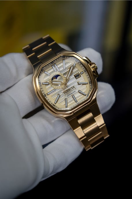 INVICTA Reserve 50092 Herrenuhr - Automatikwerk - Edelstahl mit goldenem Zifferblatt - 45 mm - Image 5