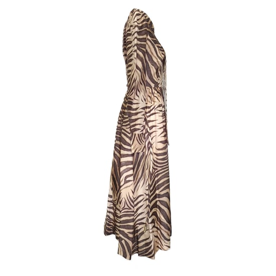 Zimmermann Zebrastreifen Midi-Shirtkleid aus braunem Seidenstoff - Image 2