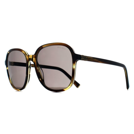 Miu Miu MUB01S 25E80Q gestreifte Sonnenbrille aus Loden, dunkelgrau - Image 2