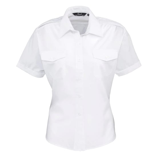 Premier - Pilotenhemd für Damen kurzärmlig (Weiß) - Image 1