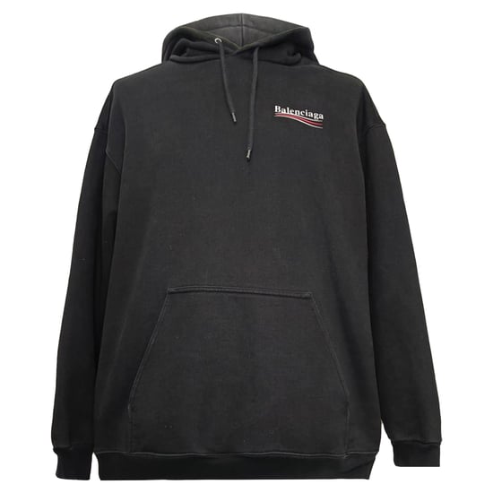 Balenciaga Politische Kampagne Mittlere Passform Kapuzenpullover aus schwarzer Baumwolle - Image 1