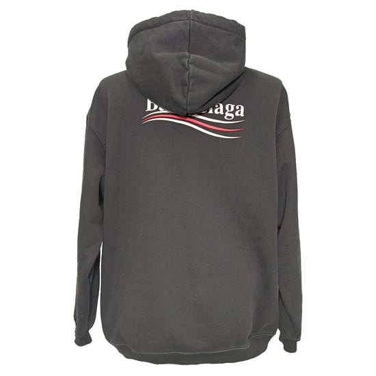 Balenciaga Politische Kampagne Mittlere Passform Kapuzenpullover aus schwarzer Baumwolle - Image 3