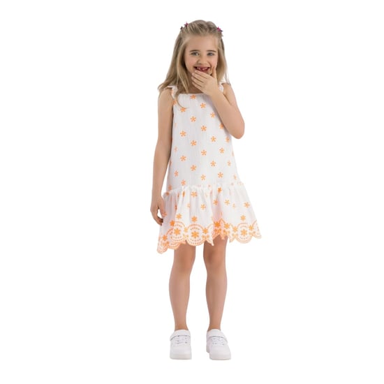 Minoti - Kleid für Mädchen (Weiß/Orange) - Image 4