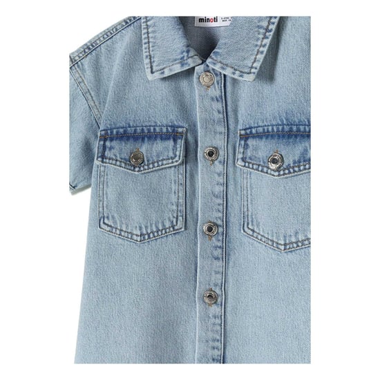 Minoti - Kleid für Mädchen, Mit Kragen, Denim, kurzärmlig (Hellblau) - Image 3