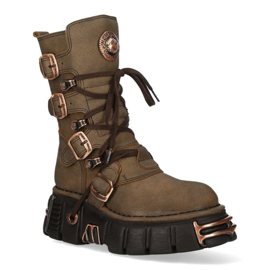 Neue Rock Brown Leder Gothic Mid-Calf Biker Boots - M-373XL-C120 - Image 3