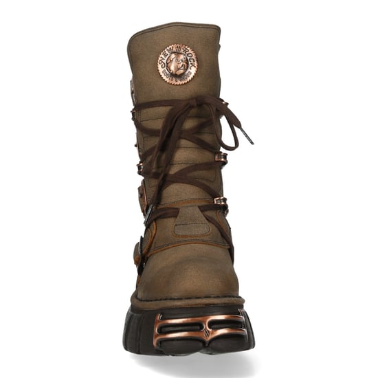 Neue Rock Brown Leder Gothic Mid-Calf Biker Boots - M-373XL-C120 - Image 5