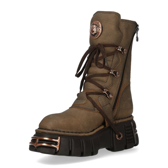 Neue Rock Brown Leder Gothic Mid-Calf Biker Boots - M-373XL-C120 - Image 6