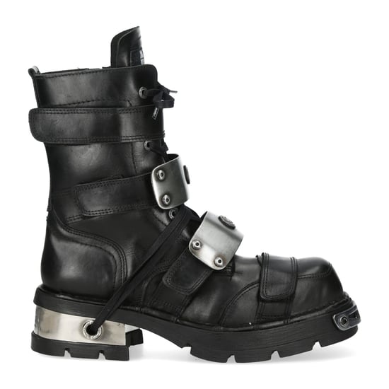 New Rock Metallic Black Leather Gothic Punk Rock High Boots - MET048-C9 - Image 1