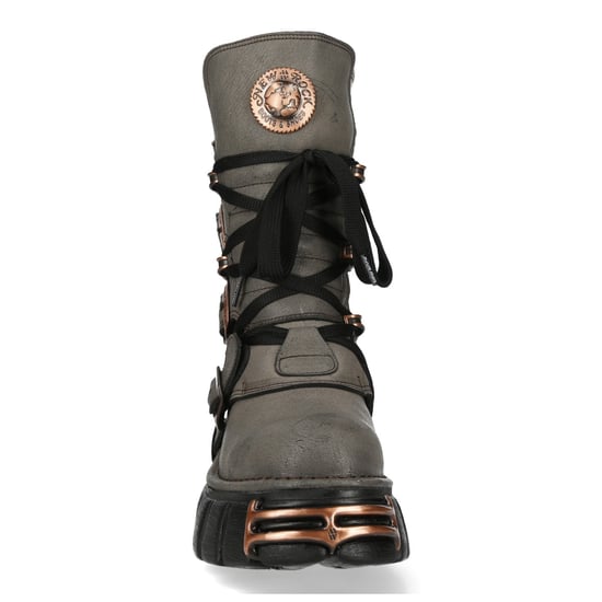 Neue Rock Grey Brown Leder Gothic Mid-Calf Biker Boots - M-373XL-C119 - Image 5